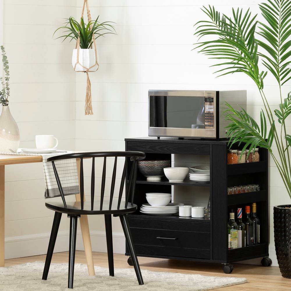 Vietti Microwave Cart On Wheels With Shelves And Drawer