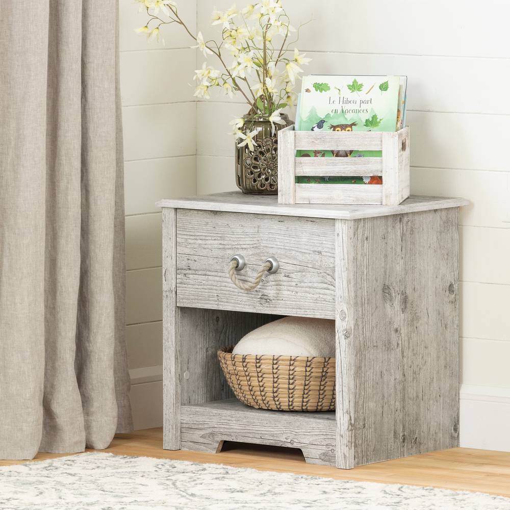 South Shore Navali 1 Drawer Nightstand End Table With Storage